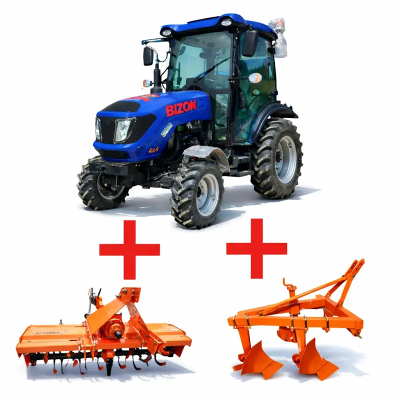 Tractor Bizon EUROTEK 504 EURO V cu carte RAR + Plug și Freză